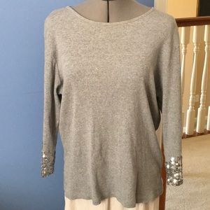 Coldwater Creek- Gray and Silver Long Sleeve Top
